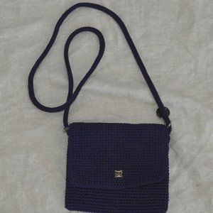 The Sak Crocheted Navy Blue Hobo Bohemian Purse 7x7 1/2